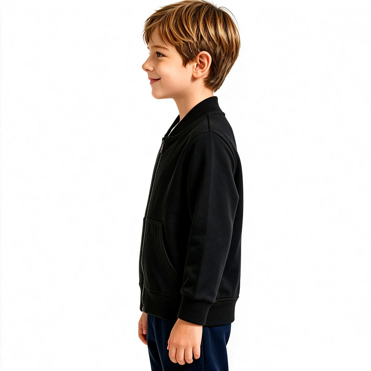 Kids Baseball Jacket V Collar Cardigan Zipper Sweatshirt Spring Autumn Daily Commute Plain Solid Top for Boys And Girls