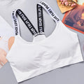 Sports Underwear Women Yoga Fitness Seamless Crop Top Wide Letter Straps Comfortable Workout Activewear Back Without Underwire