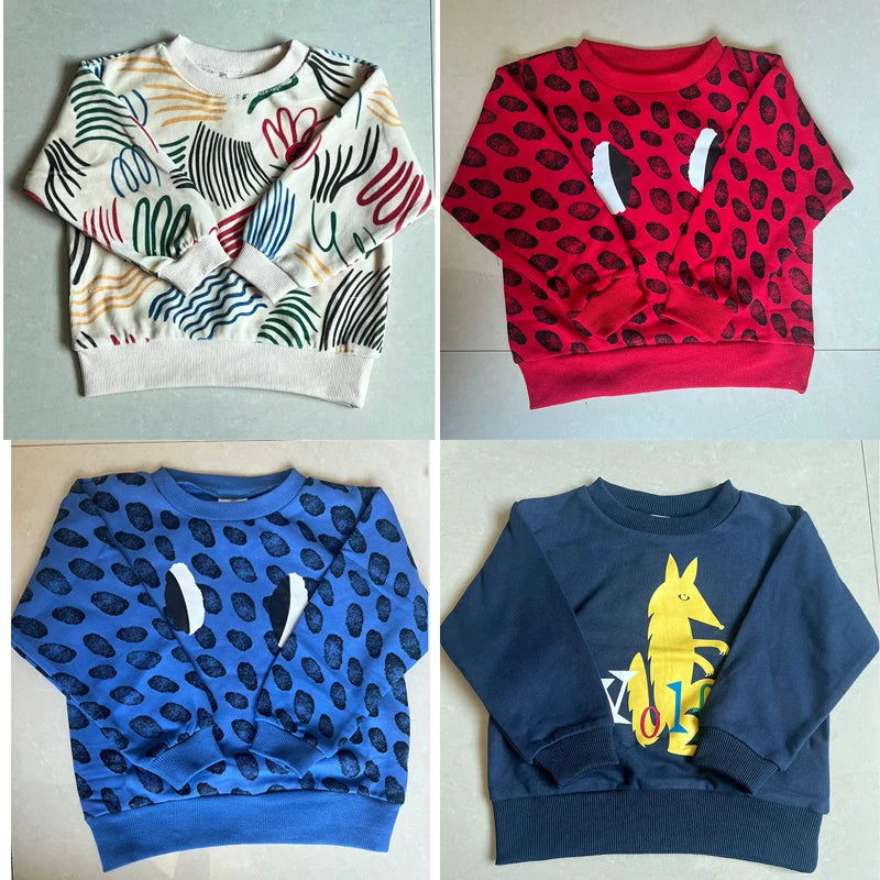 kids sweaters 2025 new autumn boys girls cute print sweatshirts child cotton outwear tops clothing