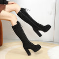 Platform Women's High Boots Trend High Heels Shoes Woman 2025 Elegant Snow Long Boots Winter Brand Chunky Shoes Chelsea Botas