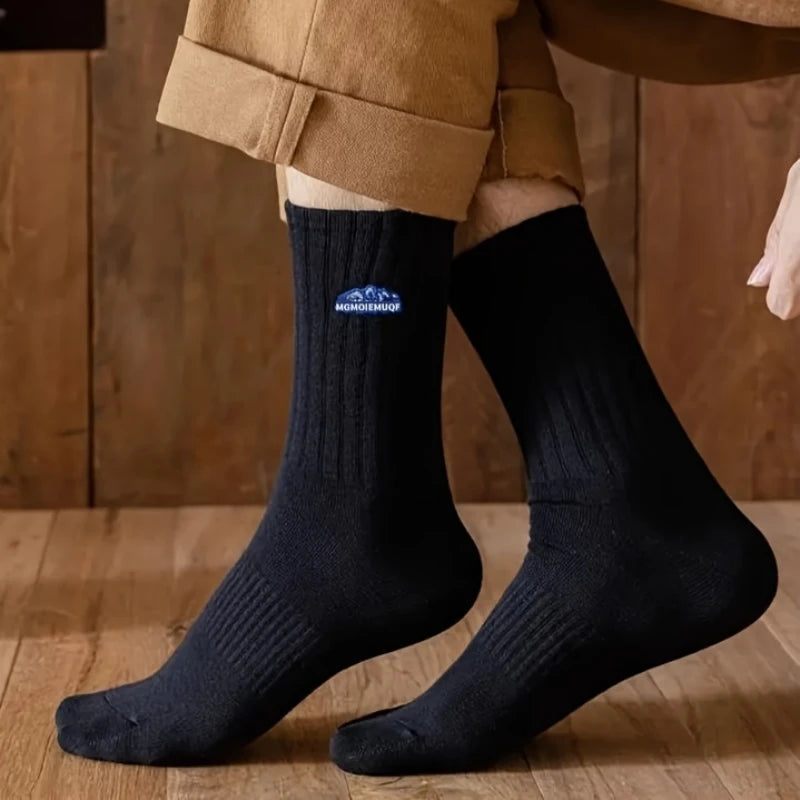 Sock Men's Spring Summer Retro Ribbed Mid-Calf Socks Trendy Breathable Comfort Casual Daily Wear Socks Fashion Sports Crew Socks