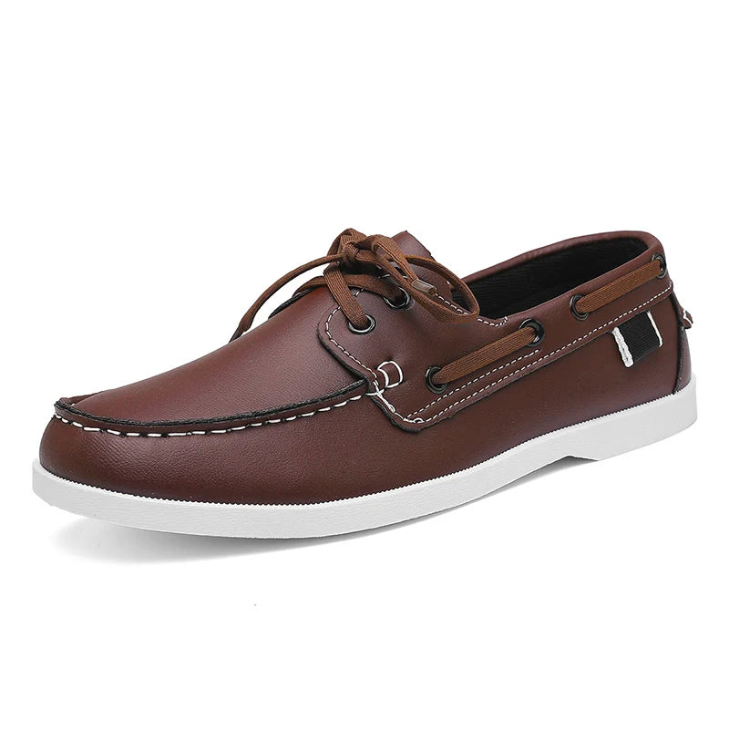 Men Loafers Design Boat Shoes PU Leather High Quality Comfortable Slip-On Soft Flat Versatile Trendy Driving Shoes Moccasins