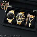 5Pieces/Set,Men's Watch Set, Fashion Classic Quartz Men's Watch, Necklace, Ring, Bracelet Men's Jewelry Set, Ideal Gift for Men.