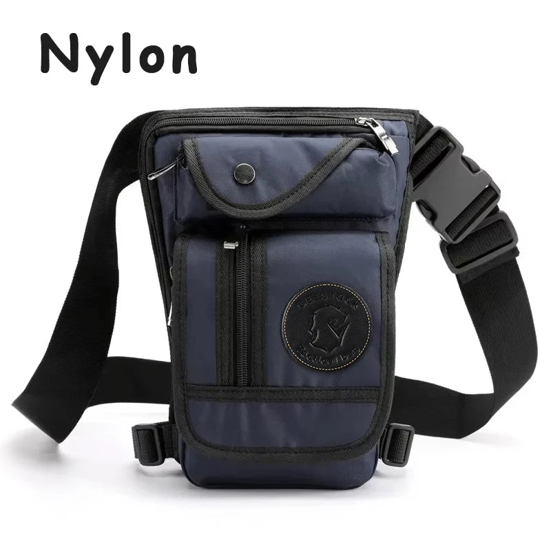 Men's Motorcycle Bag Waterproof Portable Canvas Motorcycle Drop Leg Bag Multifunctional Outdoor Sport Riding Waist Shoulder Bag
