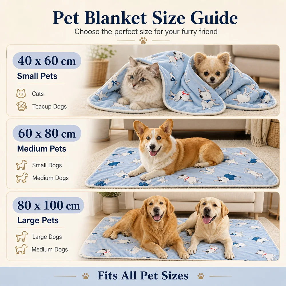 Soft Flannel Pet Blanket Cute Bulldog Print Warm Dog Bed Mat Cat Cover Breathable Sleeping Pad for Puppy Kitten Hamster Supplies