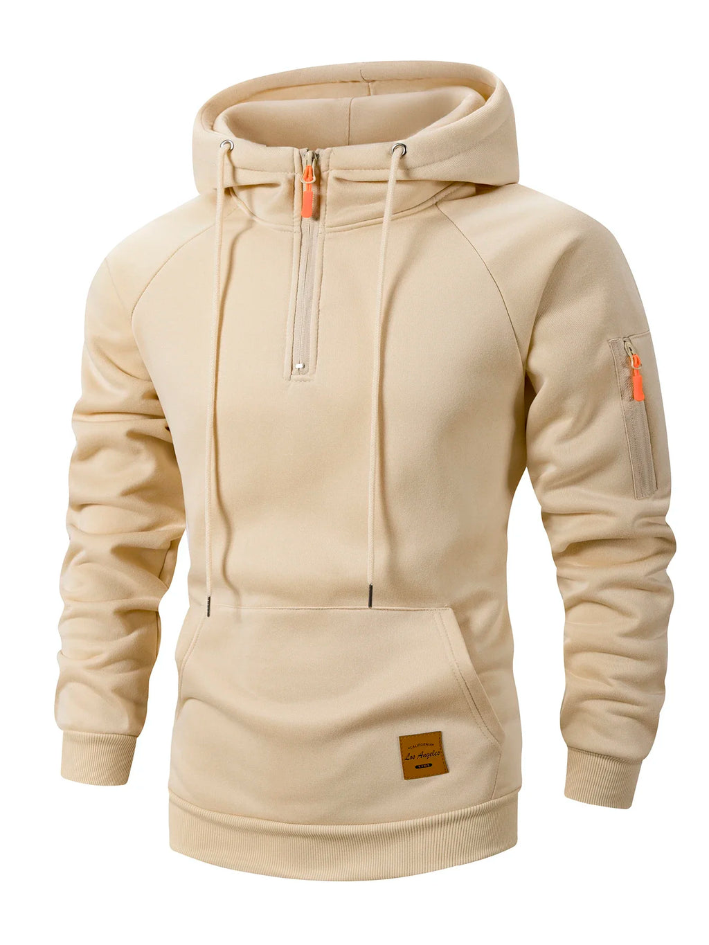 Men's Half Zipper Casual Hooded Collar Drawstring Hoodies Running Warm Sweatshirt Long Sleeve Outdoor Streetwear Fleece Pullover