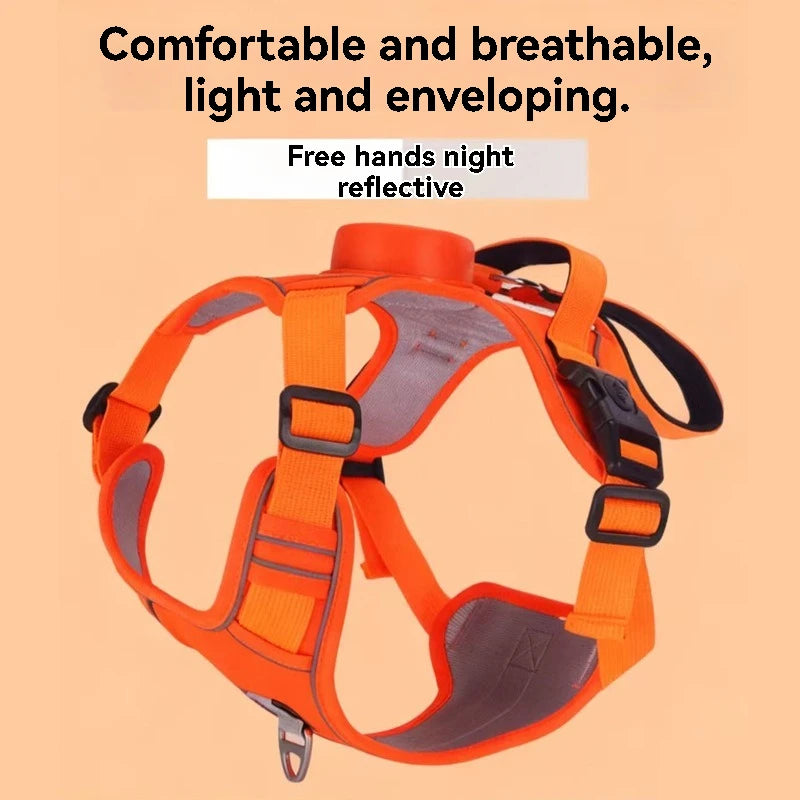 Collars Harnesses Leads Automatic Retractable Dog Leash Chest Back Strap Rope Integrated Vest Reflective Vest Pets Pet Supplies