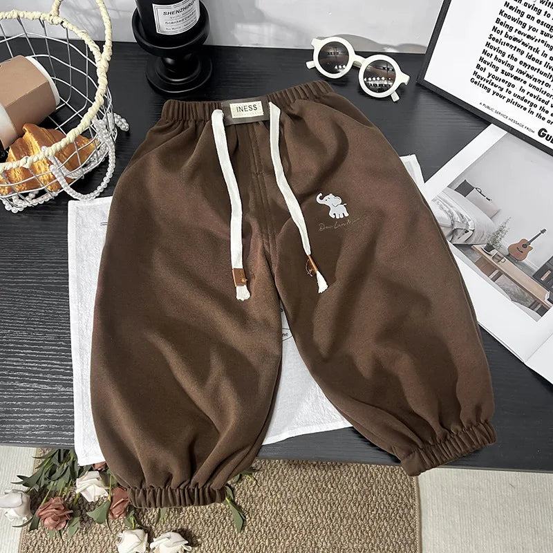 Korea Baby Boys Girls Sweatpants Children Autumn Long Pants Kids Spring Sport Solid Color Trousers Infant Panties Toddler Bottom