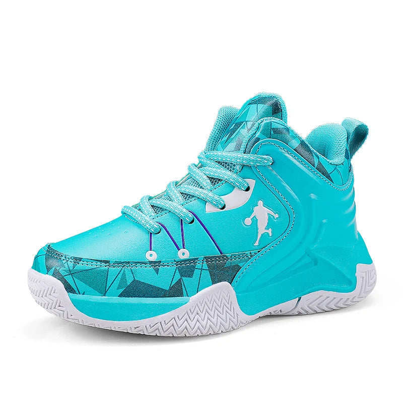 Hot Sale Basketball Shoes For Children Fashion Design Purple Children's Basketball Sneakers High Top Lace-up Kids Sports Shoes