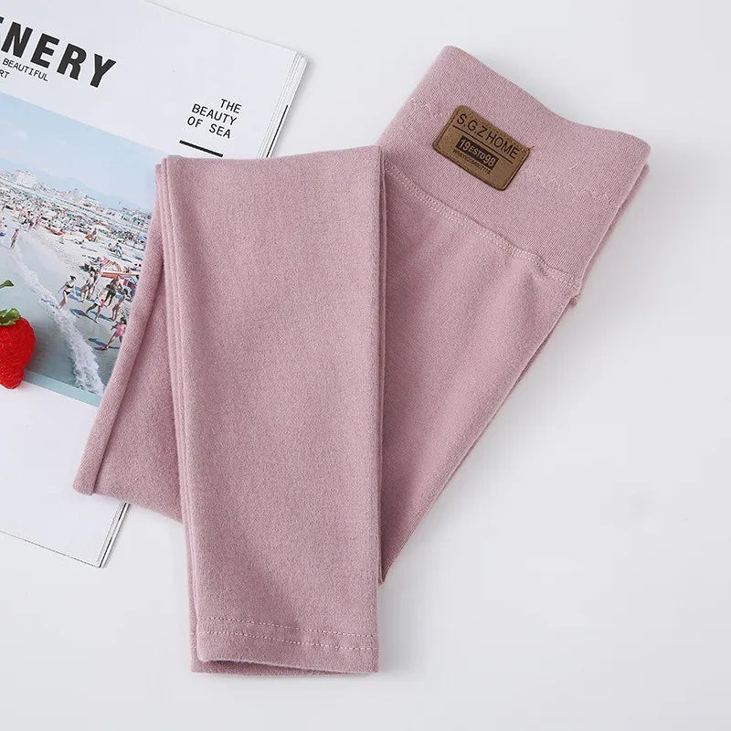 Kids Girl Leggings High Waist Elastic Cotton Kids Leggings Solid Girls Skinny Pants Comfortable Wearable Kids Trousers Clothing