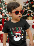 New Boys' T-shirts, Spring and Autumn Children's Colorful Christmas Printed Tops, Baby Base Shirts, Short-sleeved T-shirts
