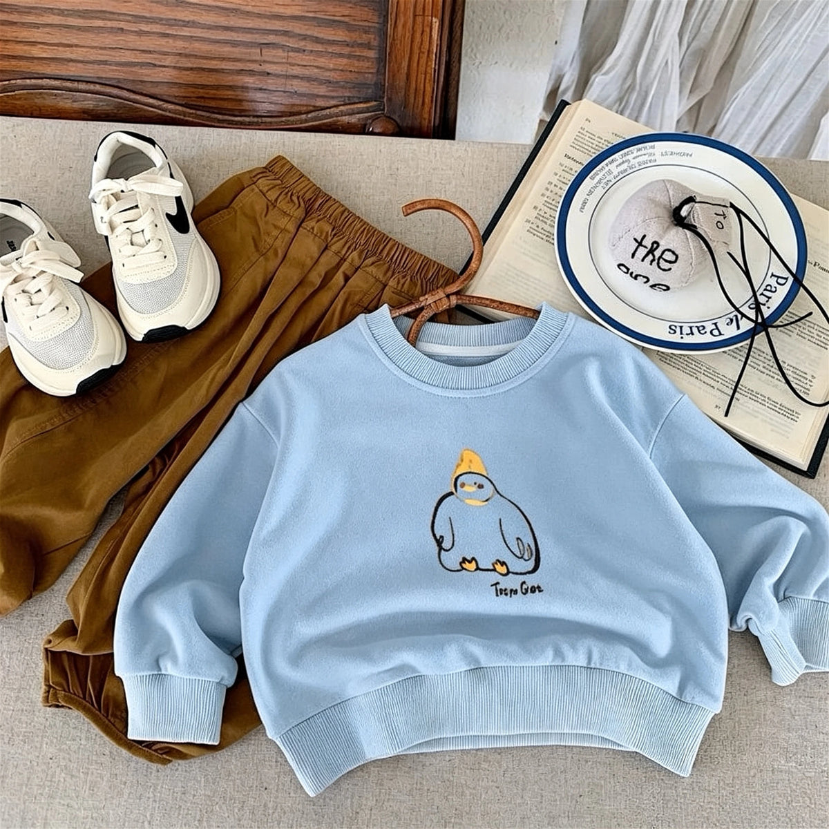 Simple Versatile Kids Sweatshirts Autumn Clothing Baby Girl And Boy Long Sleeve Tops Crewneck Hoodie For Children's Korean Style