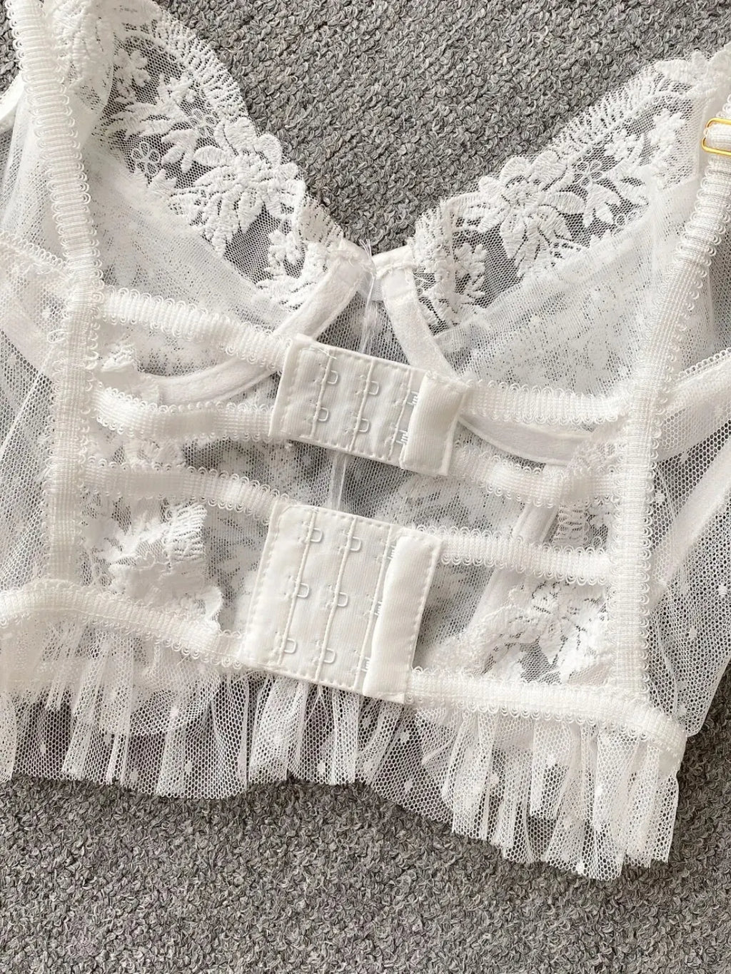 French Elegant See Through Mesh Lace Tank Top for Women Summer Sexy Black White V Neck Strap Slim Fit Vest Bras Tops