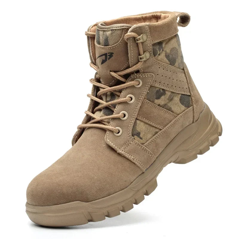 Outdoor Tactical Boots Desert Boot Anti-smash Anti-puncture High-top Safety Work Shoes Work Boots for Men Steel Toe Waterproof