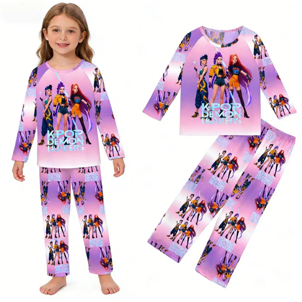 Kids Pajamas Set Long Sleeve Girls Clothing 2pcs Children's Sleepwear Teen Pyjamas Cartoon Boys Nightwear 3-14Y