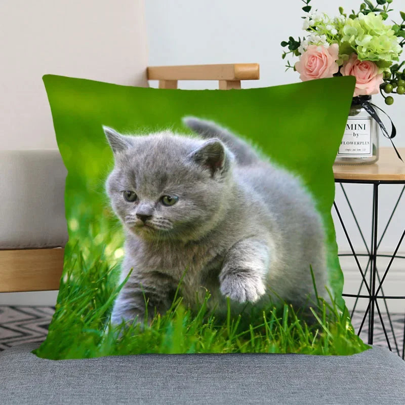 Cute Animal Bed Pillowcase for Car Sofa Home  Pet Cat Printed   Cushion Cover