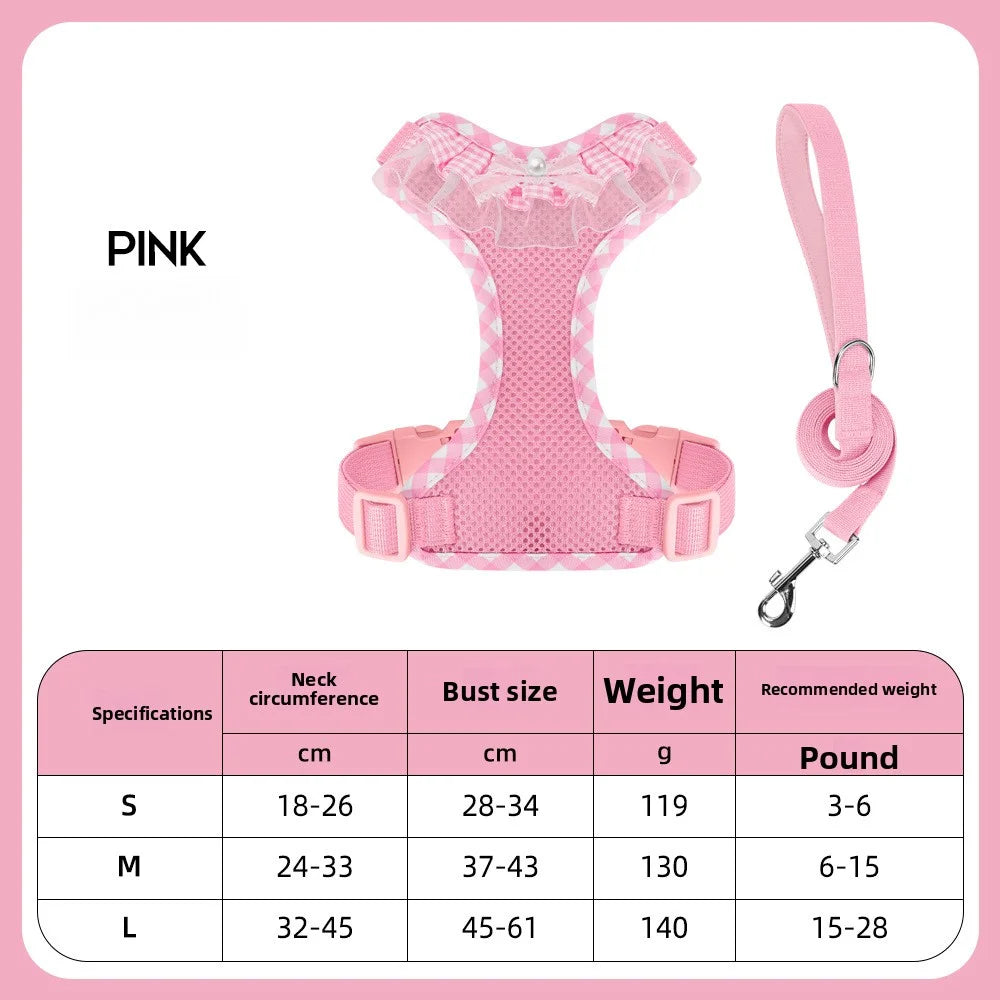 New Dog Harness and Leash Set Pet Accessories Dog Harness Small Dogs French Bulldog Pug Pug Bichon Frise Puppy Chest Collar