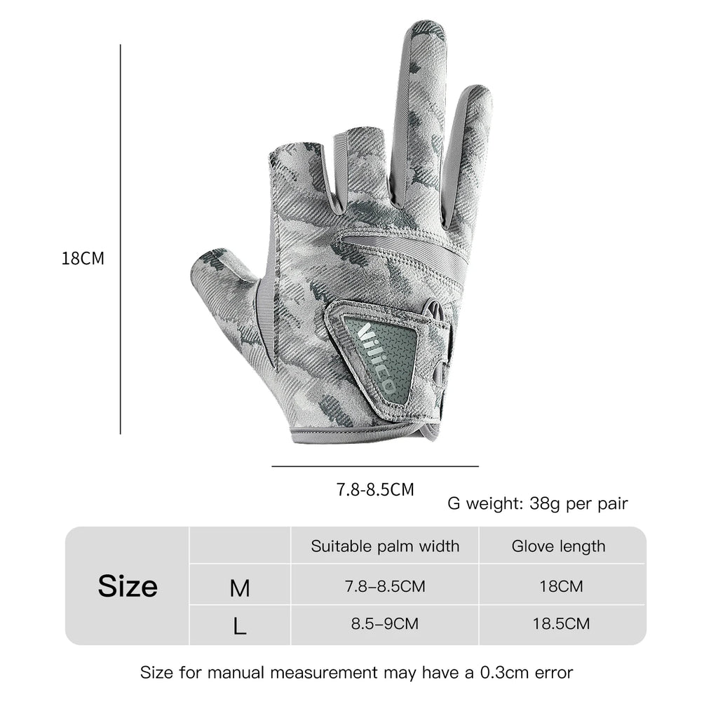 Fishing Gloves for Men Summer Fishing Road Sub Sunscreen and Anti Slip Ice Silk Breathable Thin Three Finger Cut Gloves