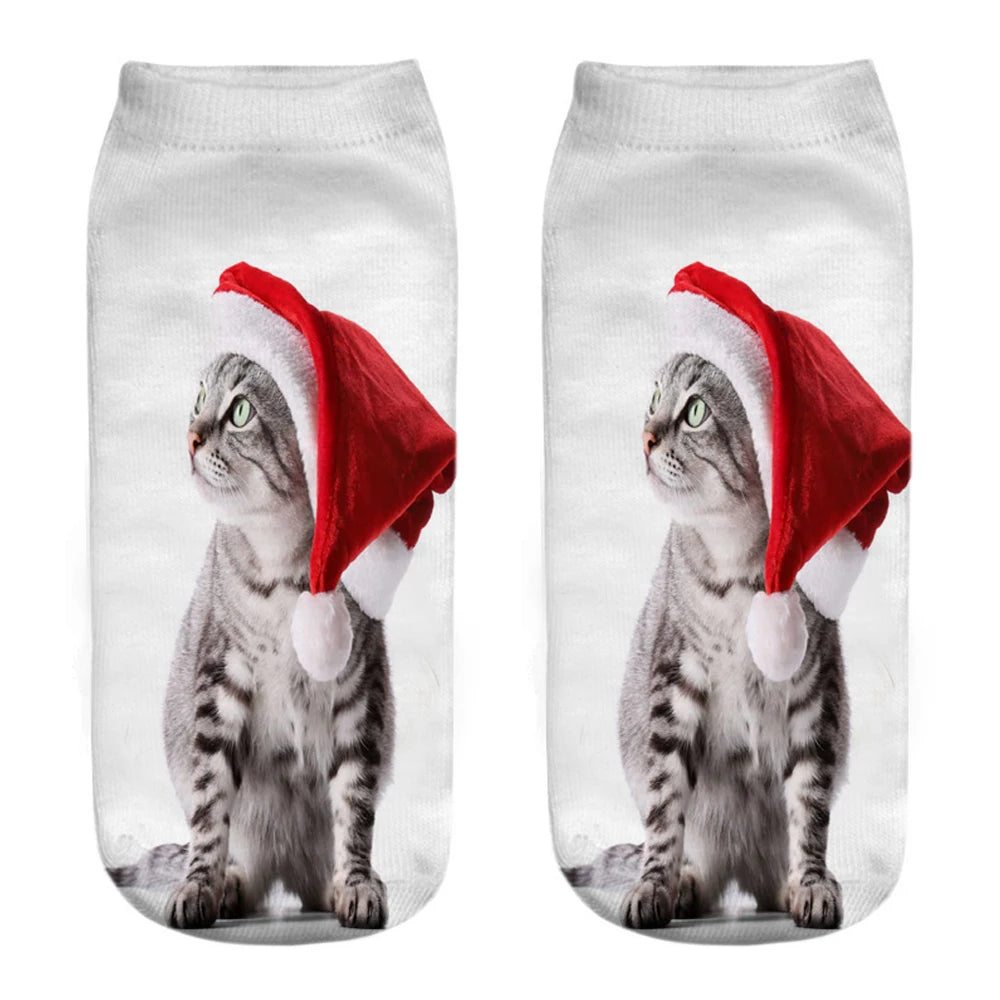 New Women Hot Sell 3D Printed Cool Fashion Funny Cats Cosplay Daily Life Story Socks Short Socks Art Novelty Xmas Gift Dropship