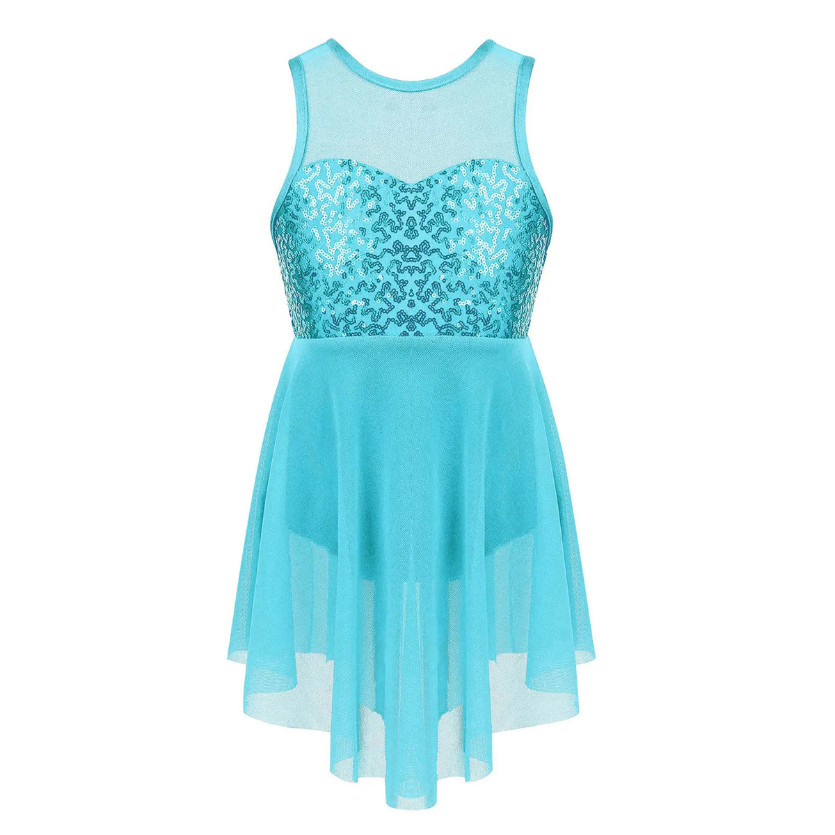 Kids Girls Lyrical Latin Dance Dress Modern Ballet Dancing Leotard Competition Dancewear Sparkling Rhinestone Ruched Dress