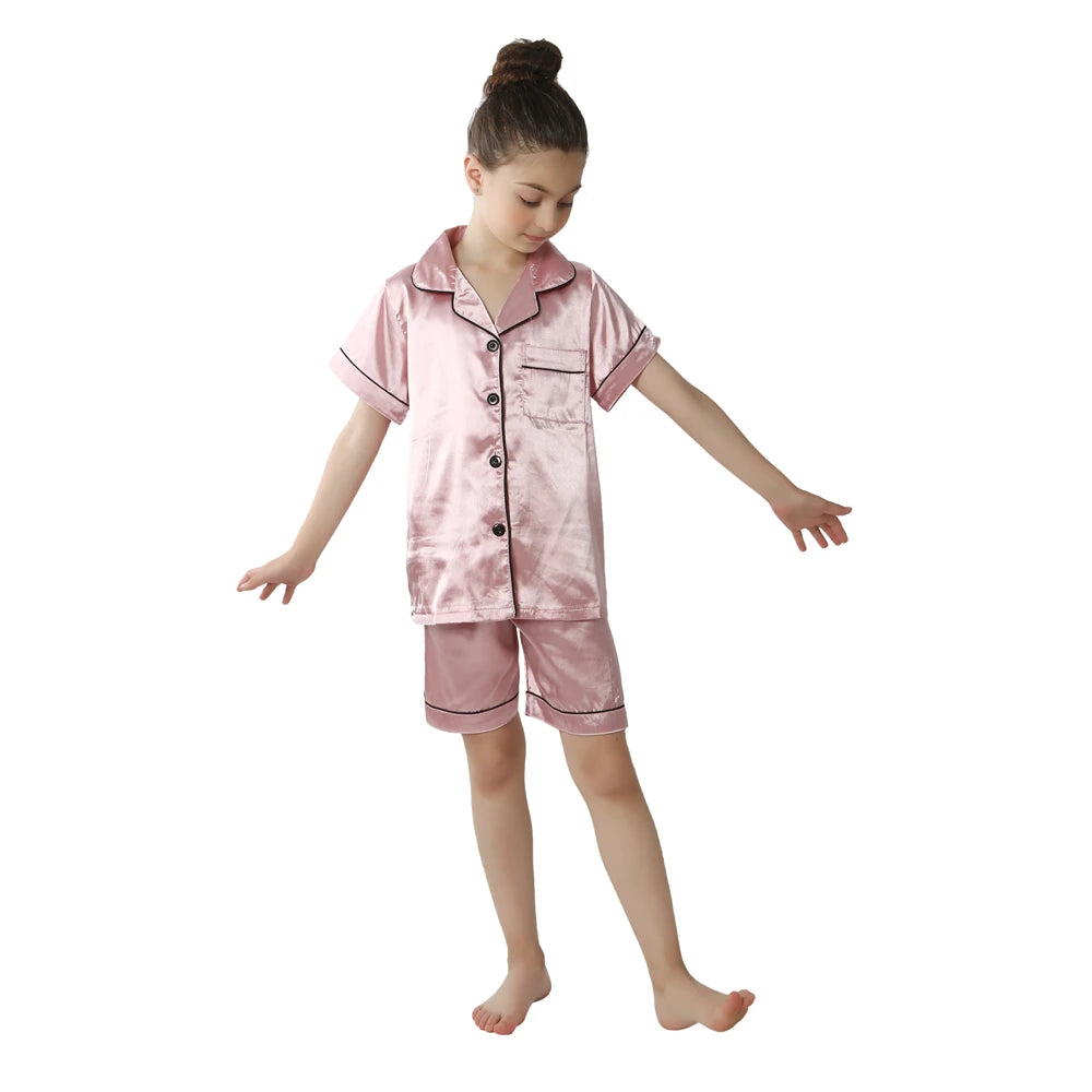 Christmas Pajamas for Boys Girls Red Green Gold Pijamas 2-13 Years Kids Sleepwear Children Satin Pyajams Toddler Silky Nightwear