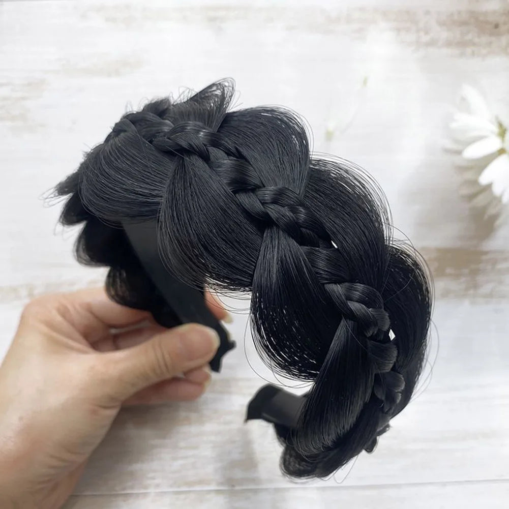 Women Wig- Headbands For Women Wide Fishbone Braids Hairbands Handmade Retro Head Hoop Hair Styling Headwear Accessories