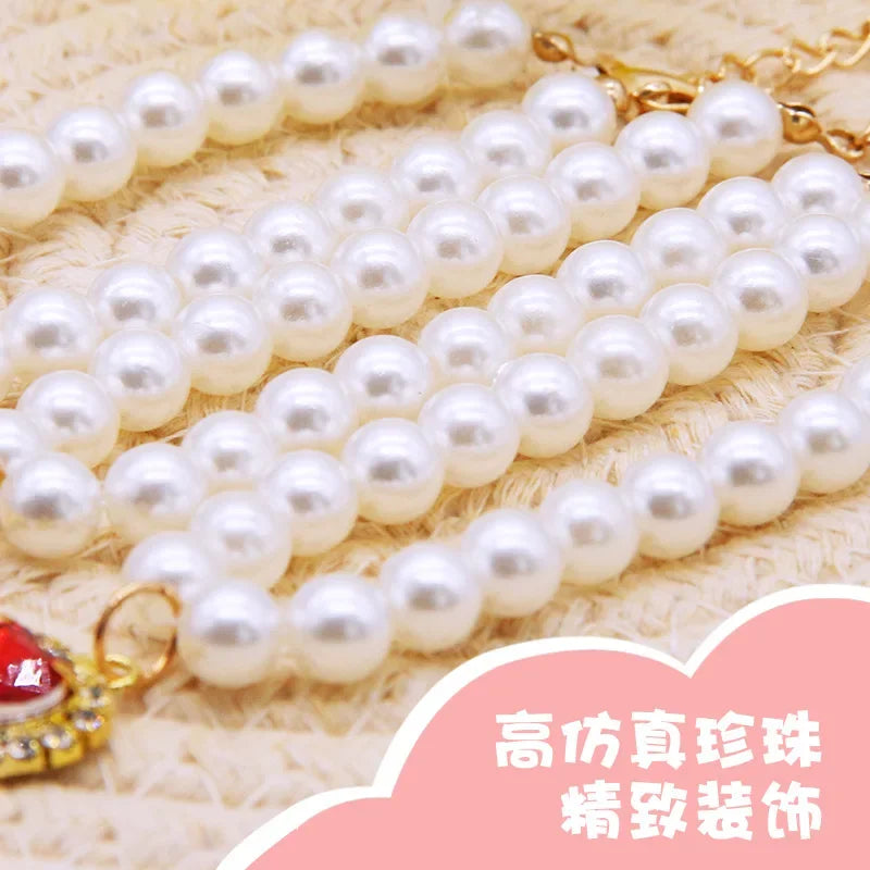 Pet Pearl Collar Dog Princess Necklace Cat Jewelry Cute Collar Puppy Accessories Dog Kitten Chain Chihuahua Wedding Jewelry Gift