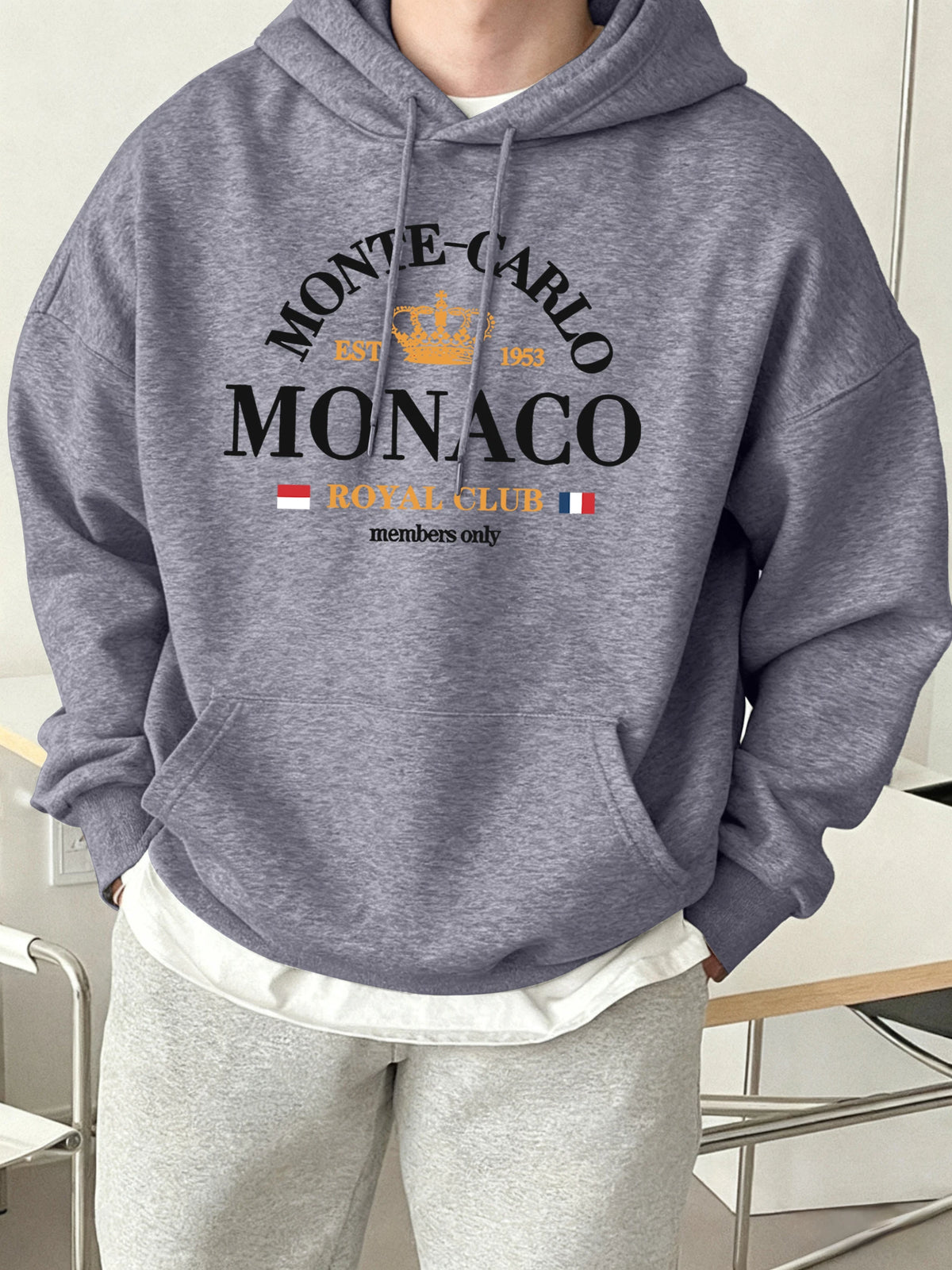 Monte-Carlo Monaco Printing Men Fashion Hoody Basics Comfortable Sweatshirts Casual Fleece Tops Oversized Street Sportswears