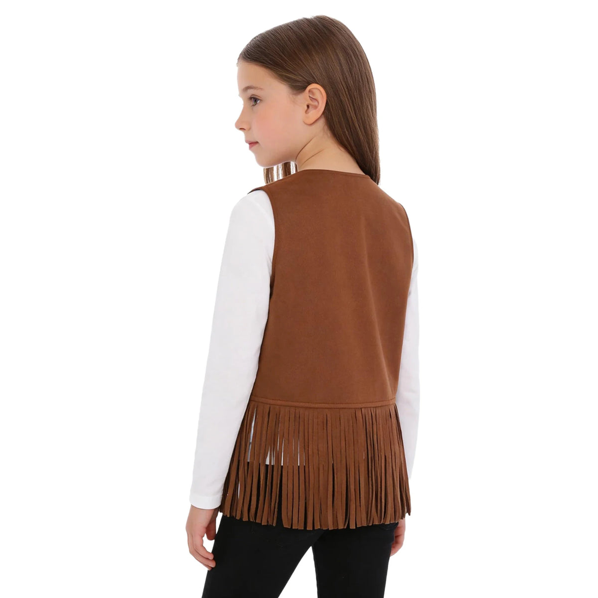 Kids Girls Boys Tassel Fringed Vest Open Front Waistcoat Jackets Child Halloween Western Cowboy Costumes Cowgirl Fancy Dres Up