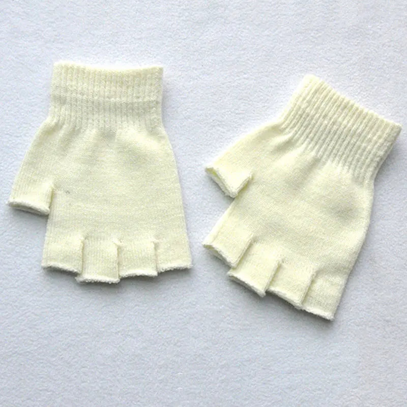 Hot Children Magic Knitted Gloves Kids Stretch Half Finger Glove Winter Warm Mittens Solid Fingerless Gloves Girls Soft Wrist