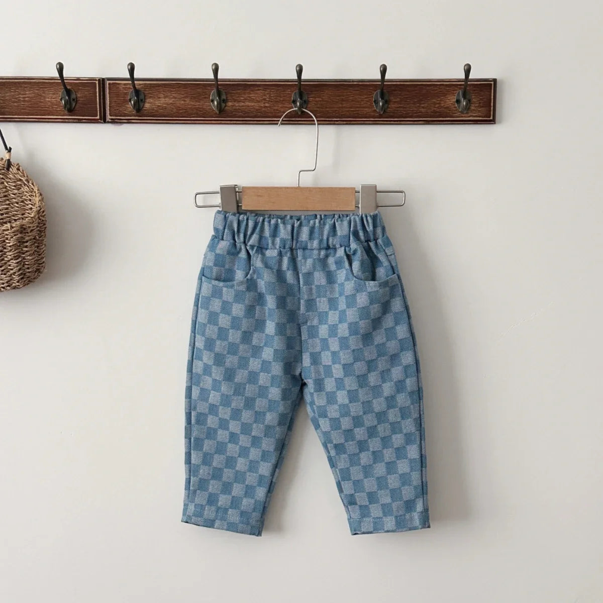 Fashion Plaid Pants Kids Boys Girls Casual Sports Loose Trousers Toddler Spring Autumn New Korean Style Pants Suitable for 0-3Y