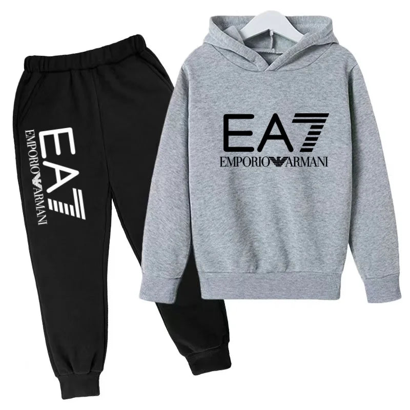 Kids Autumn Winter Hoodie Boy Girl 3-12Yrs Letter Print Clothing Casual Top+Trousers 2P Child Gift Brand Sports Coat Jogging Set