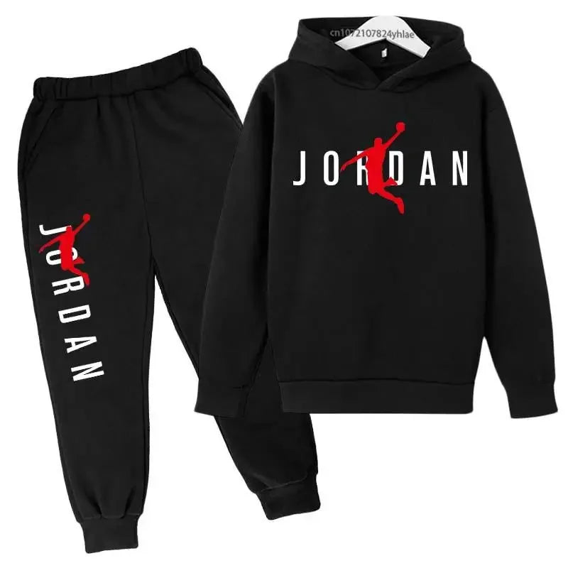 Boys Basketball Player Print 2Pcs Tracksuit Kids Hoodie + Jogger Pants Set Children Spring Autumn Casual Sports Outfit