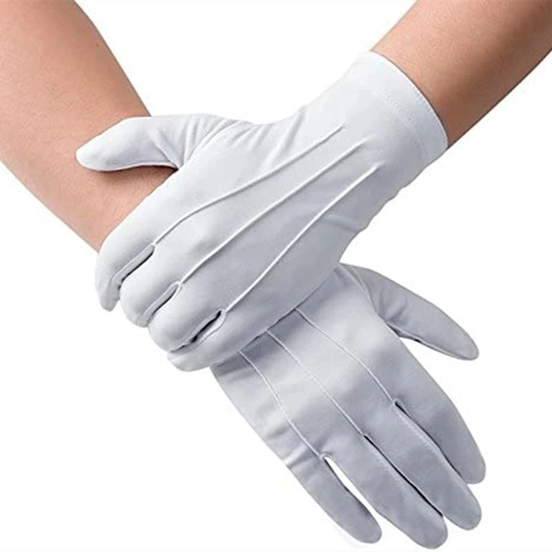White Cotton Gloves for Men Formal Tuxedo Uniform Gloves Honor Guard Parade Ceremony Costume Cosplay Coin Jewelry Butler Glove