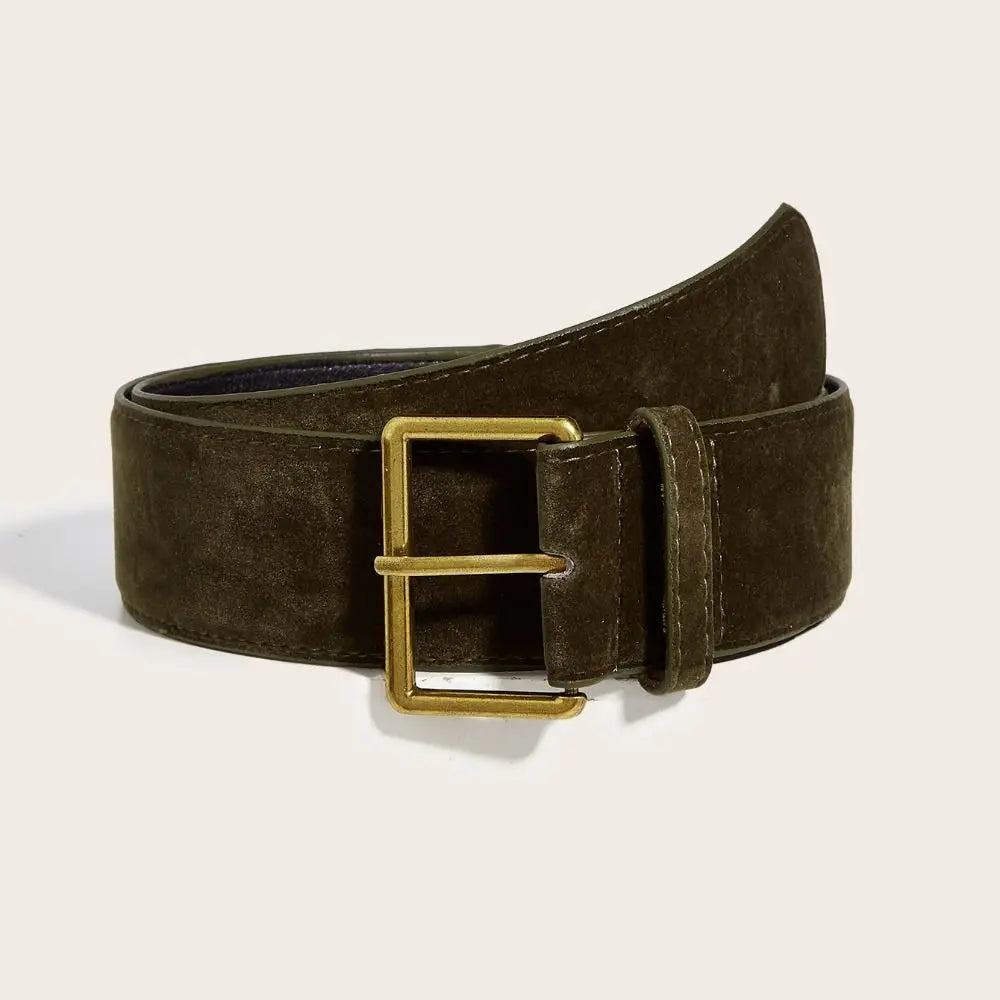 Women Fashion Luxury Design Suede Leather Wide Belt Trendy Casual Business Waist Strap Versatile Trouser Dress Belts Gifts