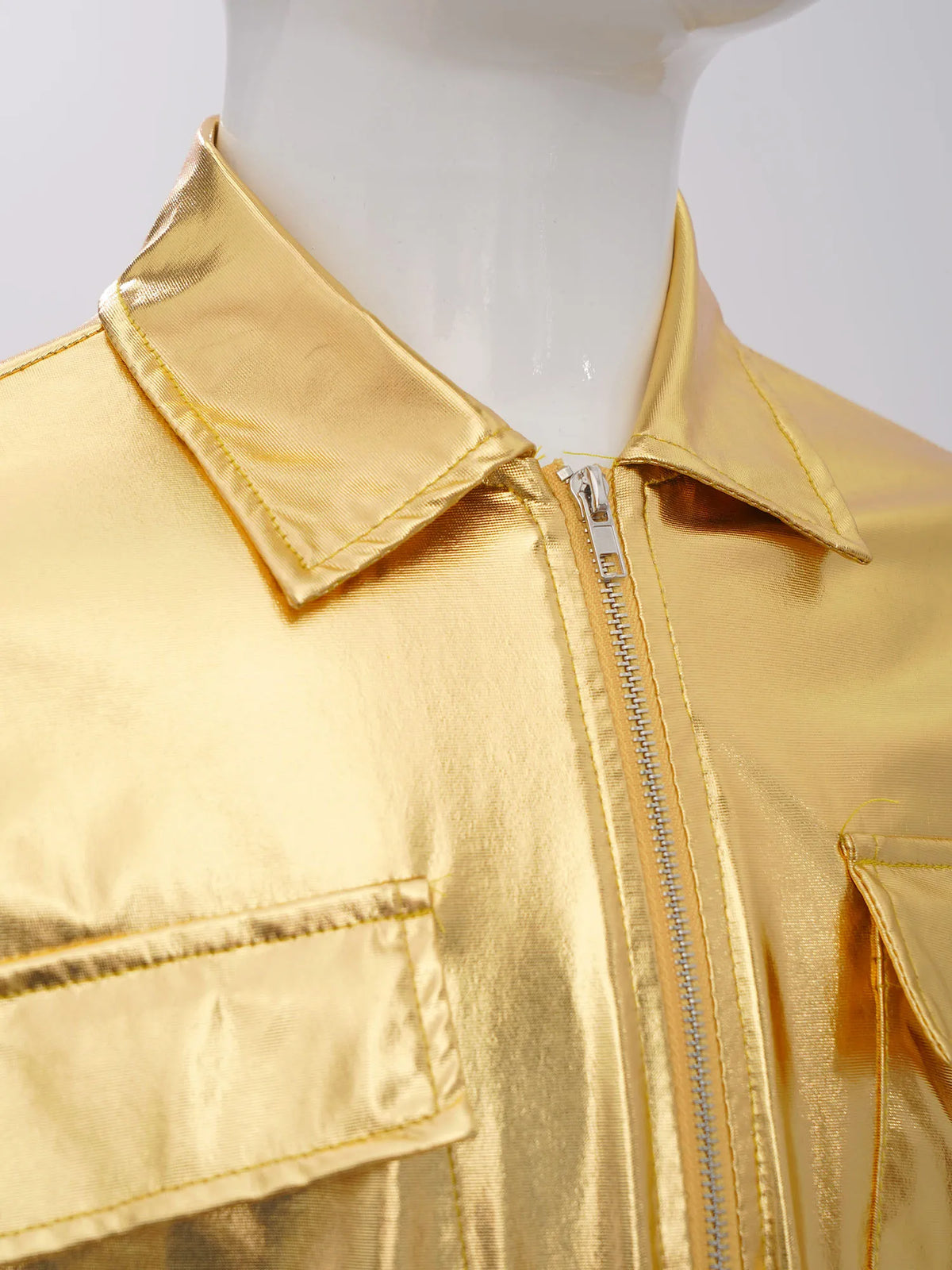 Kids Boys Girls Metallic Jacket Shiny Fashion Children's Coats Long Sleeve Disco Rave Tops Hip-Hop Jazz Dance Costume Outerwear