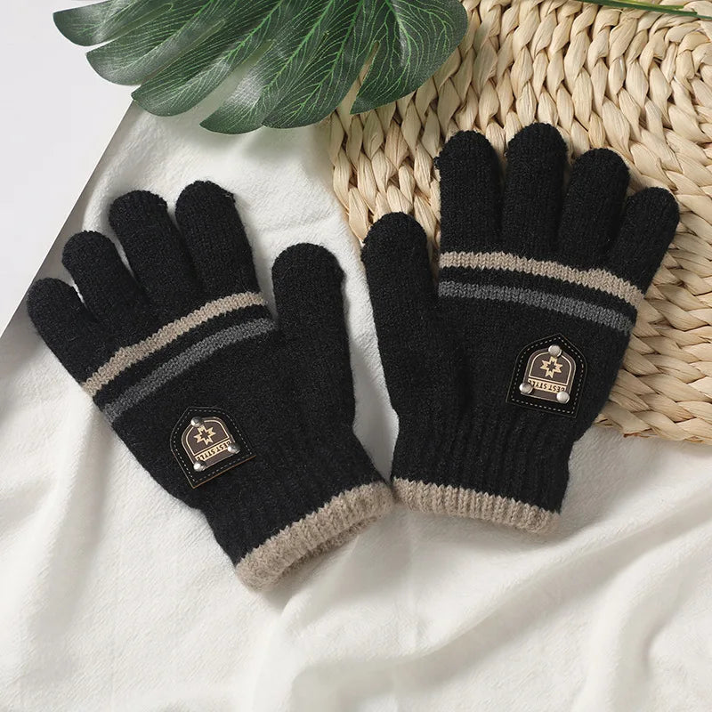 Winter Children's Gloves Kids Double Inner Wool Boys Gilrs Cold-Proof Soft Warm Thick Autumn Elastic Travel Knitted Gloves