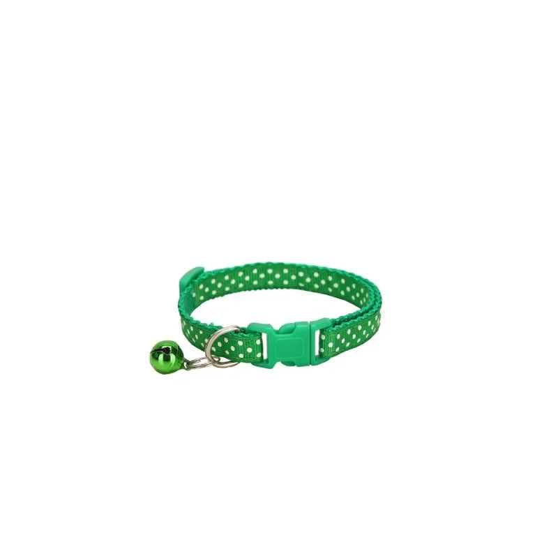 Pet Reflective Material Elastic Accessories Adjustable Security, Bell Dot Dog And Cat With Polka Dot Collar