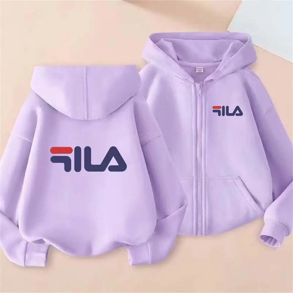 Kids Trend Letter Print Spring Autumn Simple Casual Zipper Hooded Sweatershirts 2-13 Years Boys Girls Streetwear Top Clothes