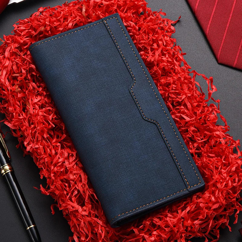Men's Wallet Men's Long Wallet Vertical Thin Youth Soft Leather Clip Multiple Card Slots Large Capacity Fashionable Suit Bag