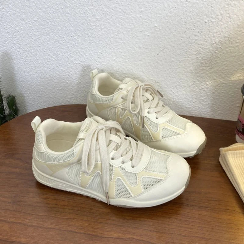 Women Flat Sports Shoes 2026 Spring New Round Toe Soft Sole Anti-slip Wear-resistant Low-top Single Shoe Fashion Casual Sneakers