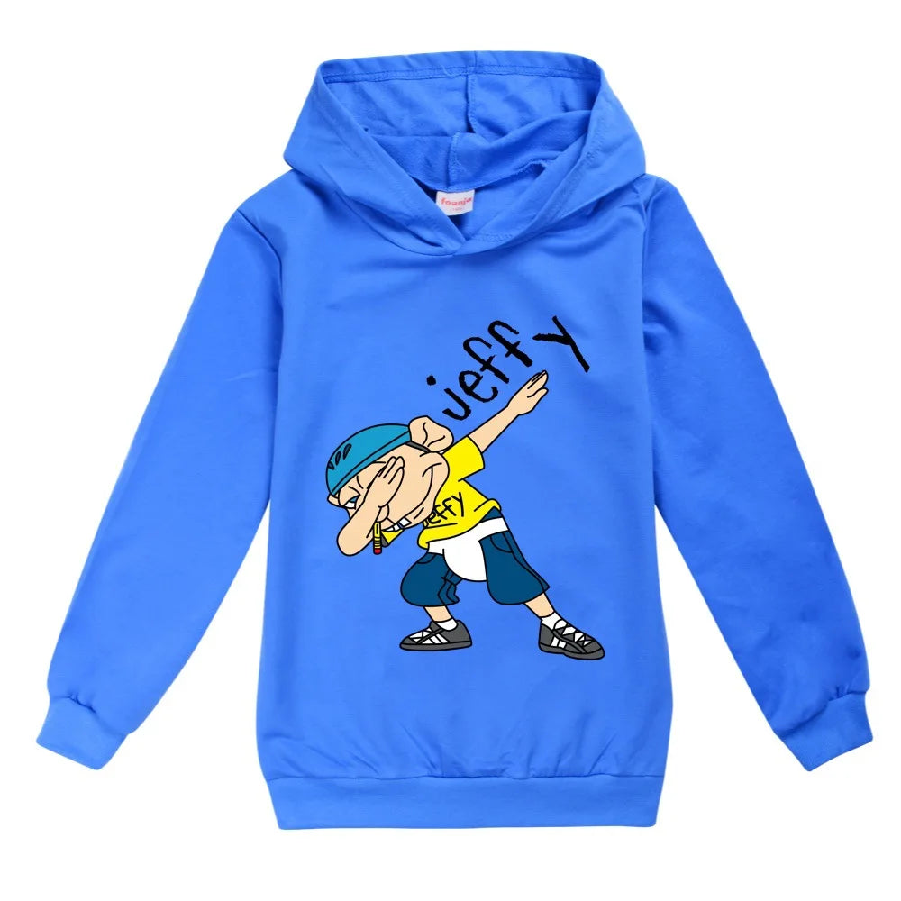 2026 Autumn Anime Jeffy Puppet Hoodies Teenager Boys Hoodie Kids Sweatshirts Girls Leisure Outwear Children Pullovers Streetwear