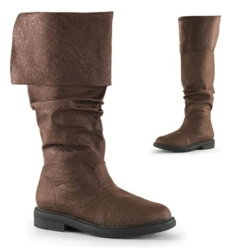 Middle Ages Men Shoes Retro Women Long Boots Fashion Mens Leather Boots Comfortable Non Slip Women Men Boots Durable Botas Mujer