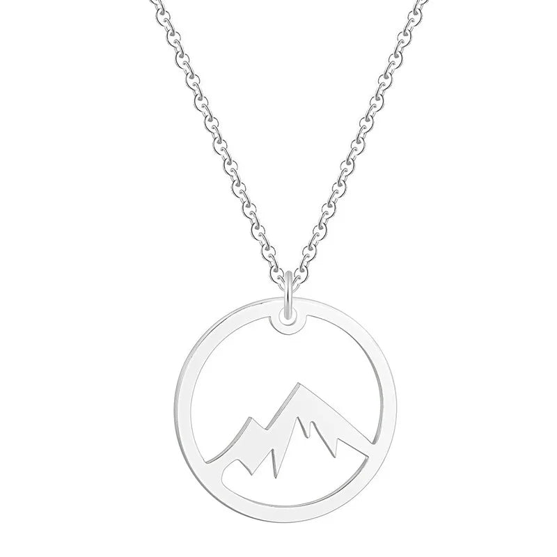 Women's Men's Necklace Mountain Mountain Mountain Gold and Silver Color Pendant Necklace Jewelry