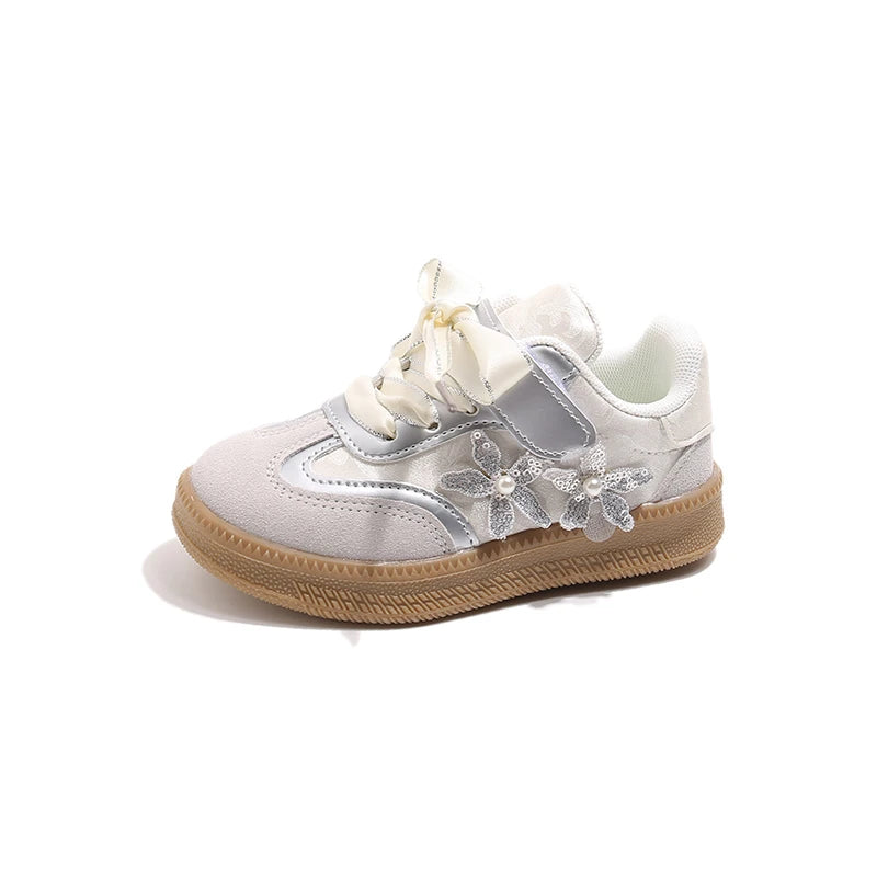 Kids Skate Sneakers for Girls 2025 Autumn New Toddler Walking Shoes Cute Ornament Non-slip Retro Comfort School Sports Sneakers
