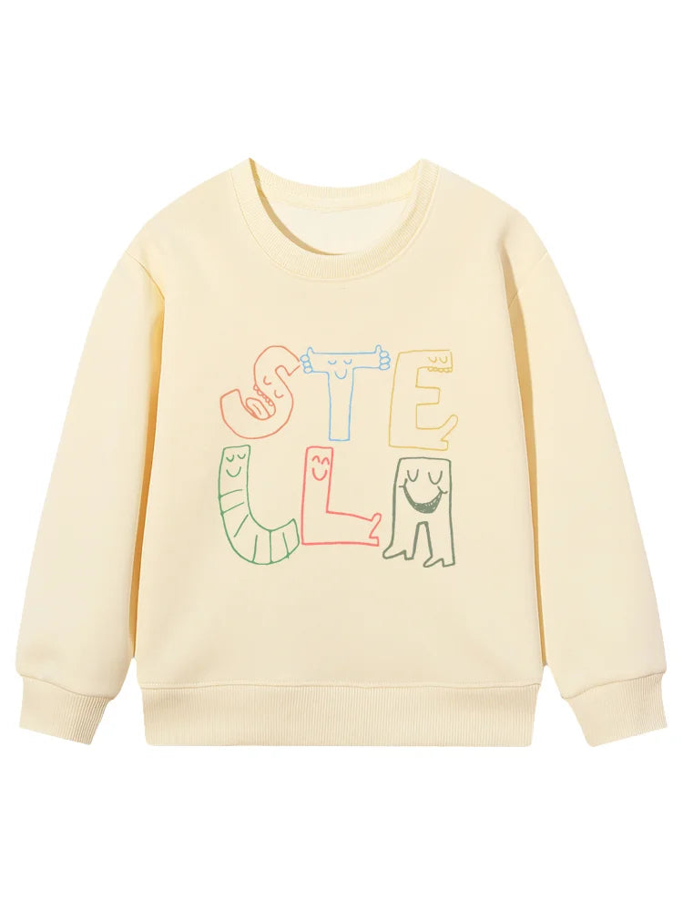 cute Boys sweatshirt Children winter clothing 2026 New cotton fun print long sleeves Kids pullover Cartoon letter Hoodie sweater