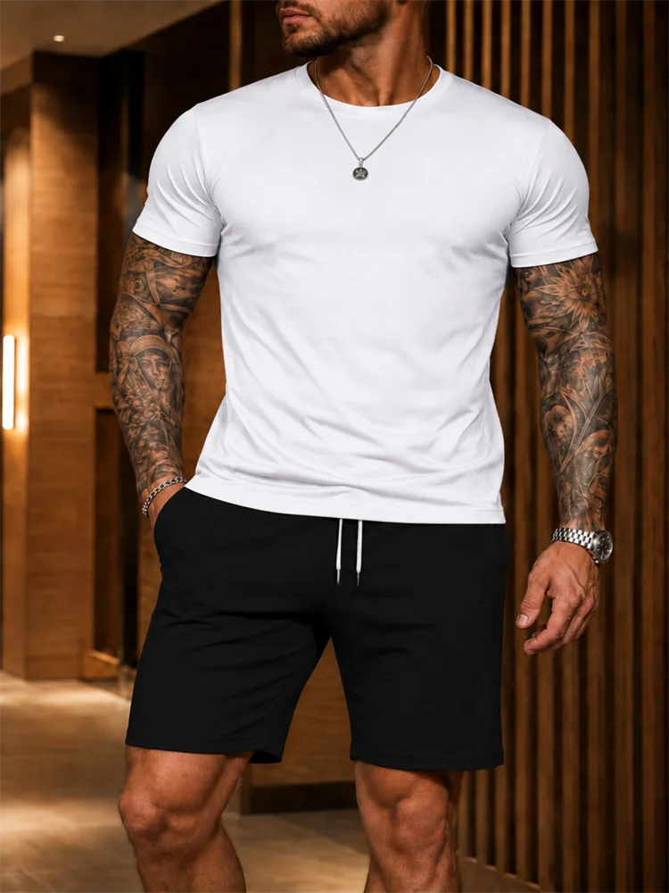 2026 New Men's Sportswear Short Sleeved T-shirt and Sports Shorts Summer Casual Jogging Pants Set Men's Two-piece Set