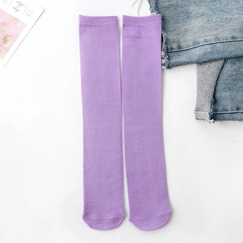 Knee High Socks Kids Boys Girls Long Tube Socks for School Uniform Children White Socks Long Student