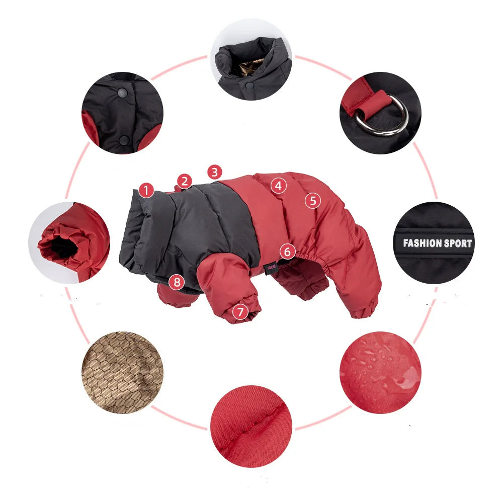 Winter Warmth Cotton Clothing for Pet Thickened Jumpsuit Coat Graphene Windproof Waterproof Pullable Dog Clothes