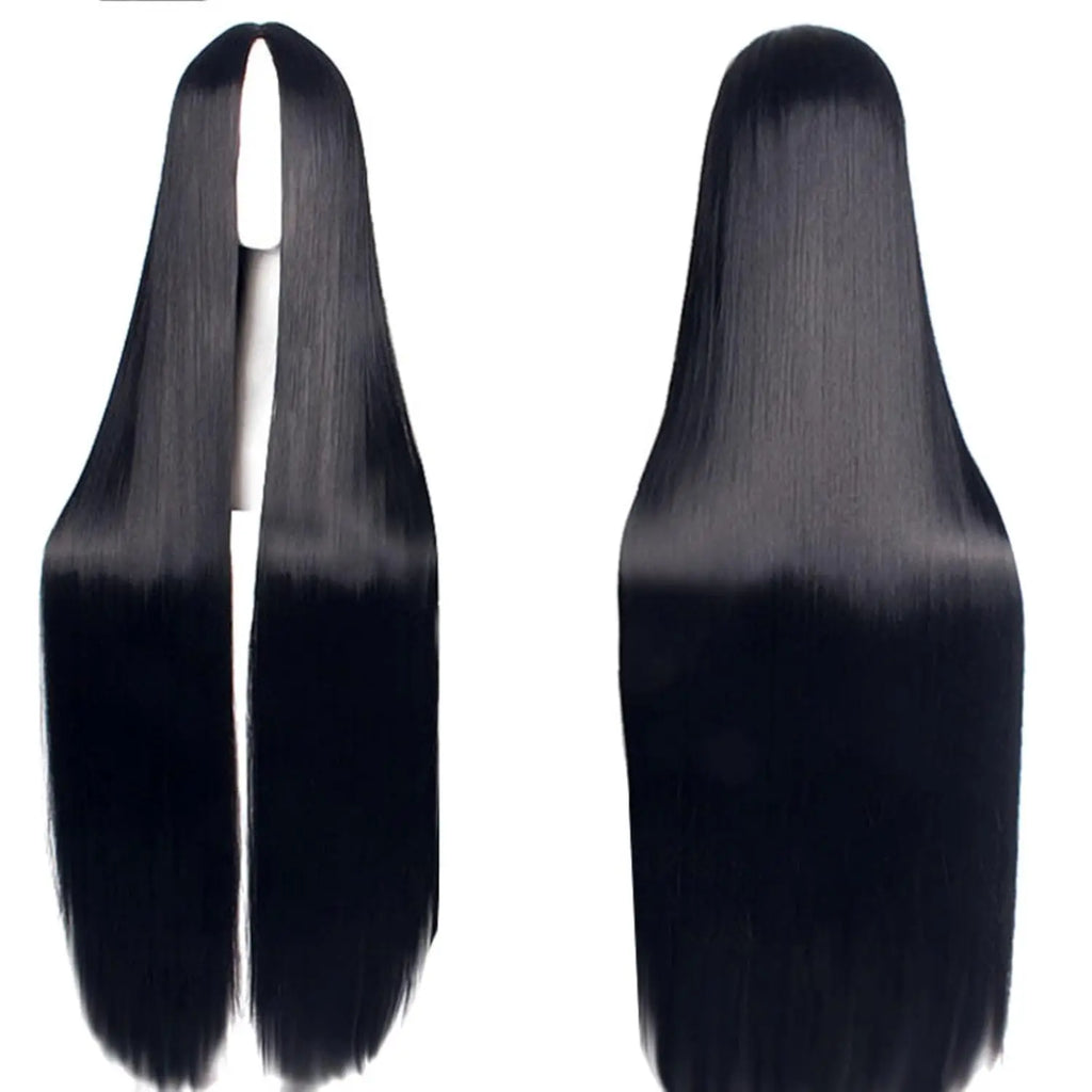 40Inch /100cm Long Black Wigs for Women Middle Part Synthetic Natural Heat Resistant Long Hair Wigs Cosplay Party Daily Use